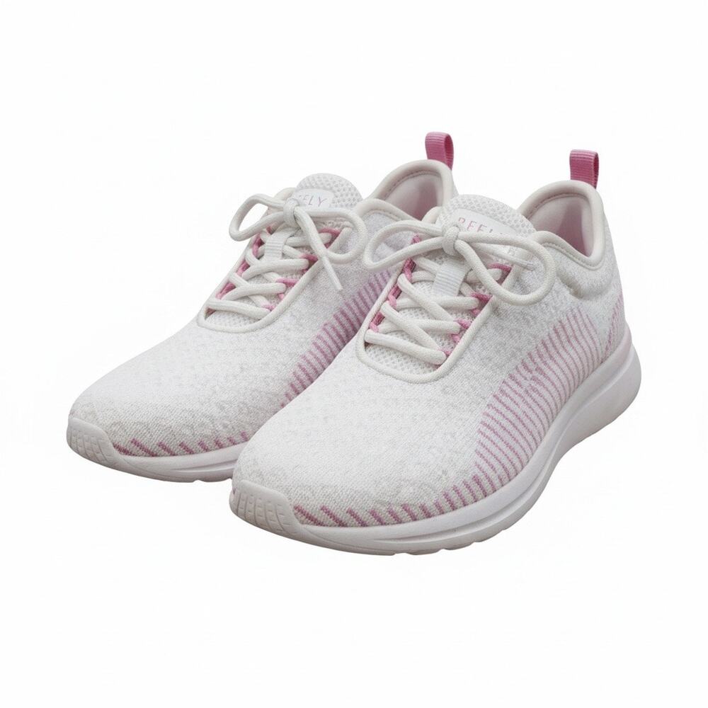 Freely Girls Size 2 White Pink Athletic Sneakers Lightweight Running Shoes